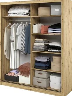 Zestawy Mebli Do Sypialni|Szafy Przesuwne>lenart. Szafa przesuwna z lustrem 180 cm do sypialni ARTI z półkami dąb artisan