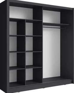 Zestawy Mebli Do Przedpokoju|Szafy Dwudrzwiowe>MEBLOSIEK Szafa przesuwna z lustrem 154 cm do salonu BALI szary grafit