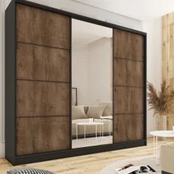 Zestawy Mebli Do Przedpokoju|Szafy Trzydrzwiowe></noscript>BROMARKT Szafa przesuwna z lustrem 250 cm z szufladami LOFT MAX