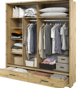 Zestawy Mebli Do Sypialni|Szafy Dwudrzwiowe>lenart. Szafa przesuwna z lustrem 200 cm do sypialni ARTI dąb artisan