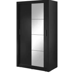 Zestawy Mebli Do Sypialni|Zestawy Mebli Do Przedpokoju>lenart. Szafa przesuwna z lustrem 120 cm półki drążki ARTI czarny