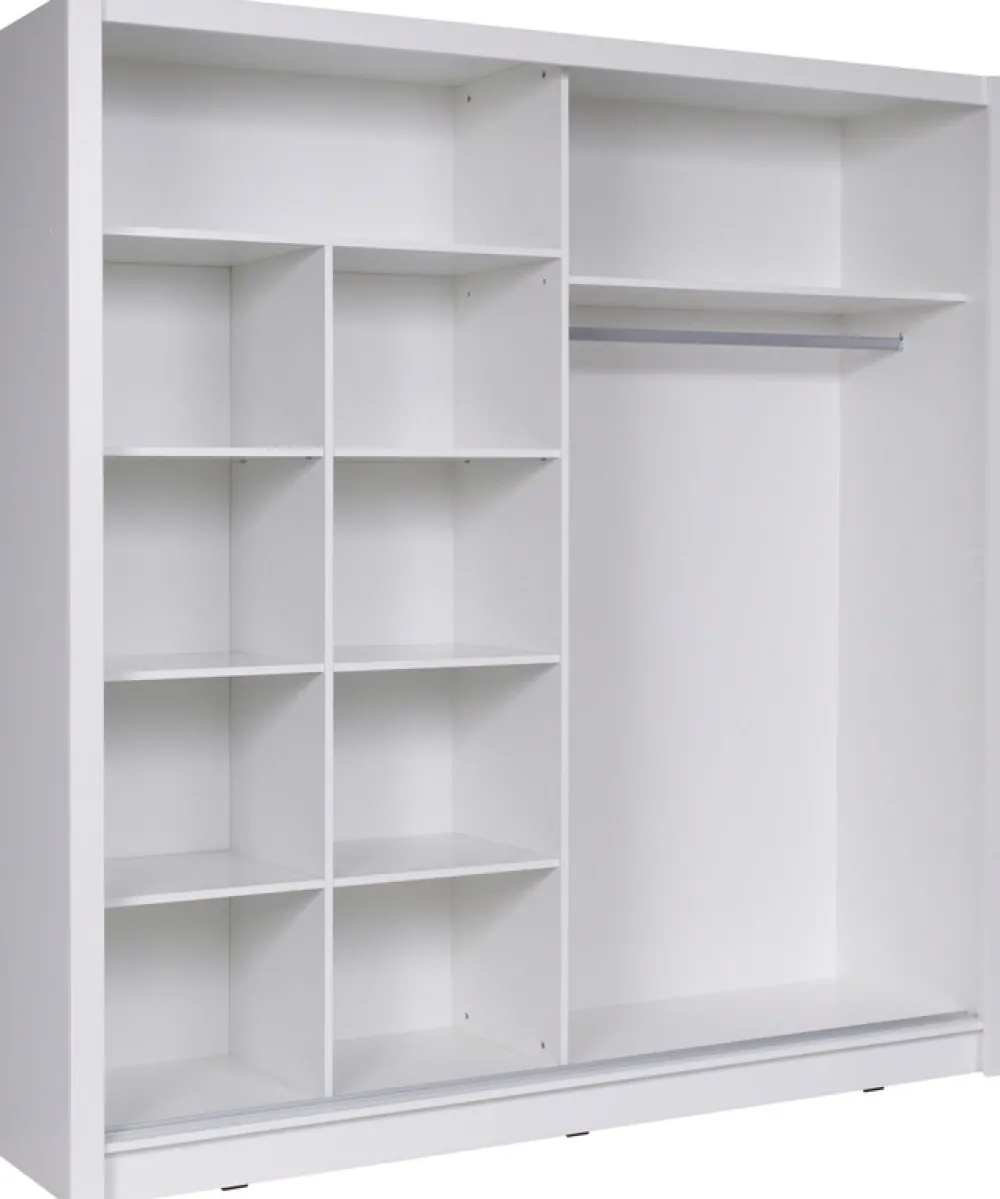 Zestawy Mebli Do Przedpokoju|Szafy Dwudrzwiowe>MEBLOSIEK Szafa przesuwna z lustrem 154 cm do salonu BALI biała biały