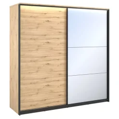 Zestawy Mebli Do Sypialni|Zestawy Mebli Do Przedpokoju>lenart. Szafa przesuwna z lustrem 220 cm QUANT dąb artisan loft