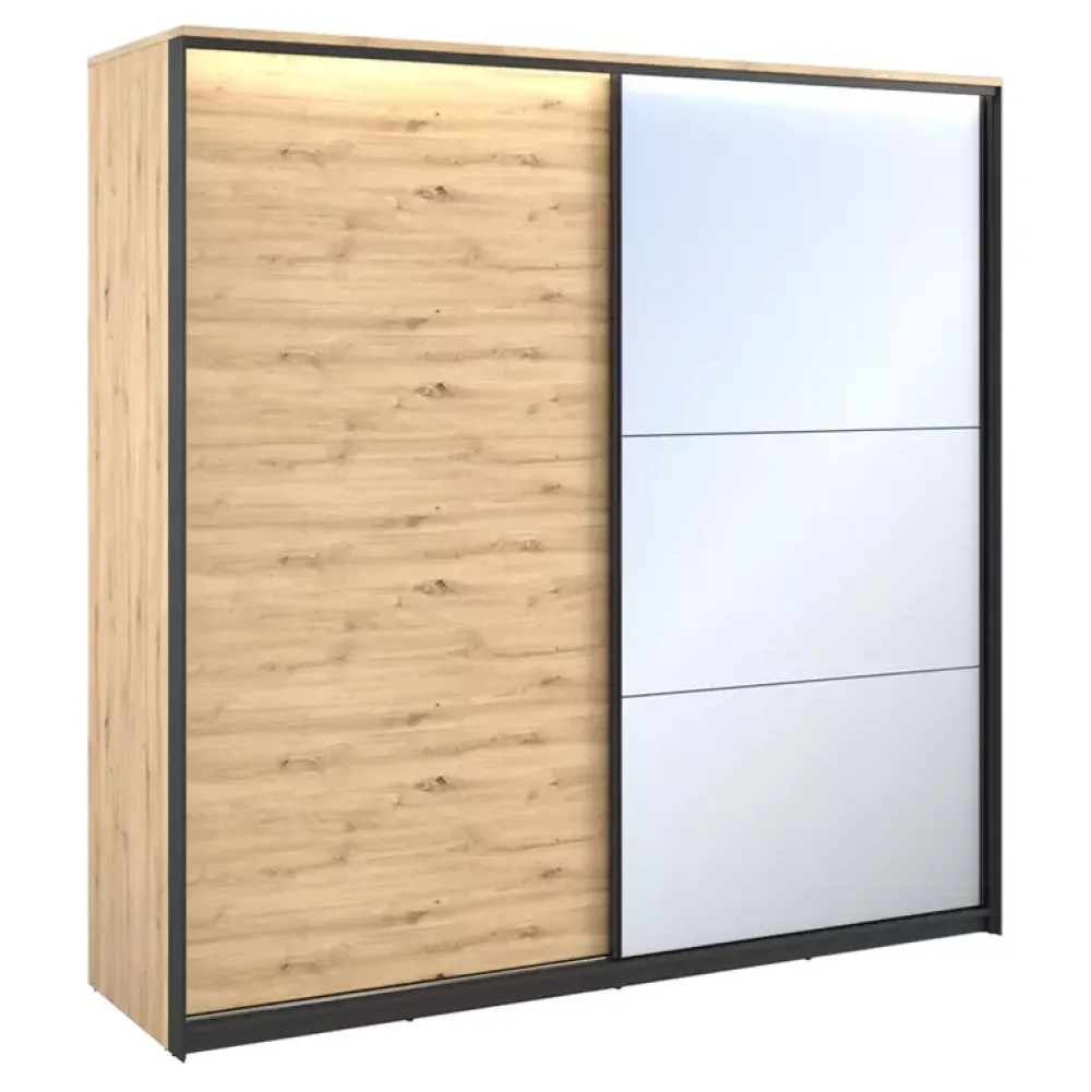 Zestawy Mebli Do Sypialni|Zestawy Mebli Do Przedpokoju>lenart. Szafa przesuwna z lustrem 220 cm QUANT dąb artisan loft