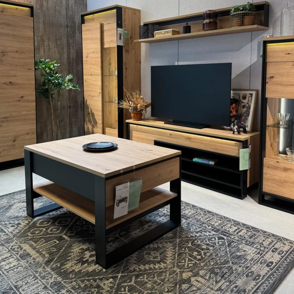 Zestawy Mebli Do Sypialni|Zestawy Mebli Do Przedpokoju>lenart. Szafa przesuwna z lustrem 220 cm QUANT dąb artisan loft