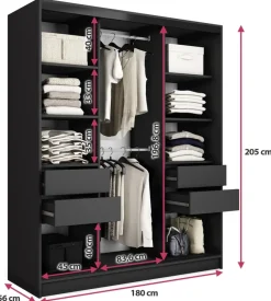 Zestawy Mebli Do Przedpokoju|Szafy Trzydrzwiowe></noscript>BROMARKT Szafa przesuwna z lustrem 180 cm LOFT