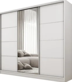 Szafy Trzydrzwiowe|Szafy Do Przedpokoju>BROMARKT Szafa przesuwna z lustrem do sypialni 200 cm BEST półki szuflady