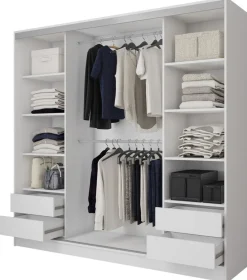 Szafy Trzydrzwiowe|Szafy Do Przedpokoju>BROMARKT Szafa przesuwna z lustrem do sypialni 200 cm BEST półki szuflady