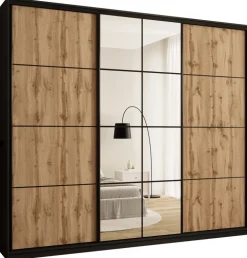 Zestawy Mebli Do Przedpokoju|Szafy Trzydrzwiowe>BROMARKT Szafa przesuwna z lustrem 280 cm do sypialni EDGE MAX