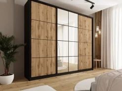 Zestawy Mebli Do Przedpokoju|Szafy Trzydrzwiowe></noscript>BROMARKT Szafa przesuwna z lustrem 280 cm do sypialni EDGE MAX