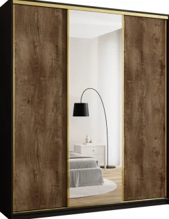 Szafy Trzydrzwiowe|Szafy Z Lustrem>BROMARKT Szafa przesuwna z lustrem 200 cm GOLD NEW MAX lefkas