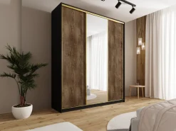 Szafy Trzydrzwiowe|Szafy Z Lustrem></noscript>BROMARKT Szafa przesuwna z lustrem 200 cm GOLD NEW MAX lefkas