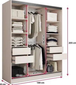 Szafy Trzydrzwiowe|Szafy Do Przedpokoju></noscript>BROMARKT Szafa przesuwna z lustrem do sypialni 180 cm LOFT beż piaskowy