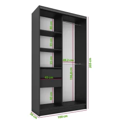 Zestawy Mebli Do Przedpokoju|Szafy Trzydrzwiowe></noscript>BROMARKT Szafa przesuwna z lustrem i lamelami 100 cm LAMEL 3D