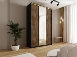 Szafy Trzydrzwiowe|Szafy Z Lustrem></noscript>BROMARKT Szafa przesuwna z lustrem 150 cm glamour GOLD NEW MAX lefkas