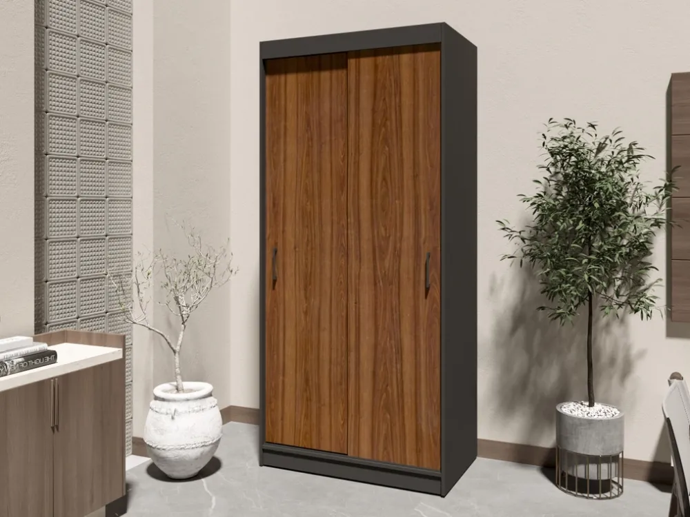 Zestawy Mebli Do Przedpokoju|Szafy Dwudrzwiowe>Meblohand Szafa przesuwna z półkami 110 cm NASTE drążek