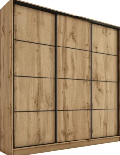 Szafy Trzydrzwiowe|Szafy Do Przedpokoju>BROMARKT Szafa przesuwna z półkami 200 cm LOFT MAX dąb wotan