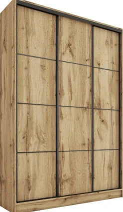 Szafy Trzydrzwiowe|Szafy Do Przedpokoju>BROMARKT Szafa przesuwna z półkami i szufladami 150 cm LOFT MAX dąb wotan