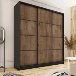 Szafy Trzydrzwiowe|Szafy Do Przedpokoju></noscript>BROMARKT Szafa przesuwna z półkami i szufladami180 cm LOFT MAX