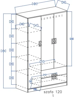 Meble Dla Dzieci|Meble Młodzieżowe></noscript>DOMEL Szafa trzydrzwiowa 120 cm Dąb NICO