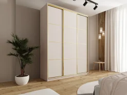 Szafy Trzydrzwiowe|Szafy Do Przedpokoju></noscript>BROMARKT Szafa trzydrzwiowa 180 cm GOLD NEW MAX beż piaskowy