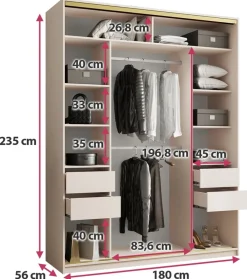 Szafy Trzydrzwiowe|Szafy Do Przedpokoju></noscript>BROMARKT Szafa trzydrzwiowa 180 cm GOLD NEW MAX beż piaskowy