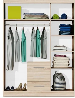 Szafy Trzydrzwiowe|Szafy Do Przedpokoju>Stolar Szafa trzydrzwiowa 147 cm z szufladami i półkami BILL dąb wellington