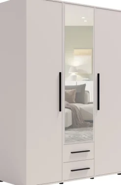 Zestawy Mebli Do Sypialni|Szafy Trzydrzwiowe>GiB Meble Szafa trzydrzwiowa z lustrem 150 cm do sypialni MAXIDO kaszmir