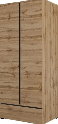 Meble Młodzieżowe|Zestawy Mebli Do Sypialni>Helvetia Szafa uchylna dwudrzwiowa 90 cm z szufladą CROSS dąb wotan