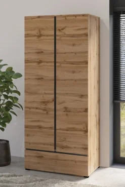 Meble Młodzieżowe|Zestawy Mebli Do Sypialni></noscript>Helvetia Szafa uchylna dwudrzwiowa 90 cm z szufladą CROSS dąb wotan