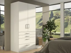 Meble Dla Dzieci|Szafy Trzydrzwiowe></noscript>Stolar Szafa uchylna z lustrem i szufladami biała 150 cm POLAR