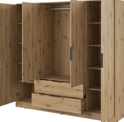 Meble Młodzieżowe|Szafy Do Przedpokoju>PIASKI Szafa uchylna z półkami i drążkiem 206 cm KAMIS dąb artisan