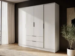 Meble Młodzieżowe|Zestawy Mebli Do Przedpokoju></noscript>PIASKI Szafa uchylna z półkami i drążkiem 206 cm KAMIS kaszmir