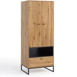 Zestawy Mebli Młodzieżowych|Szafy Dwudrzwiowe>GiB Meble Szafa w stylu industrialnym 80 cm dąb artisan OLI