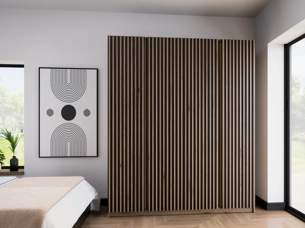 Szafy Młodzieżowe|Szafy Otwierane>Lempert Szafa w stylu loft z lamelami do sypialni 200 cm KARAT