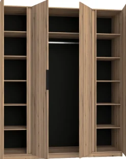 Szafy Młodzieżowe|Szafy Otwierane>Lempert Szafa w stylu loft z lustrem i lamelami 200 cm KARAT dąb evoke