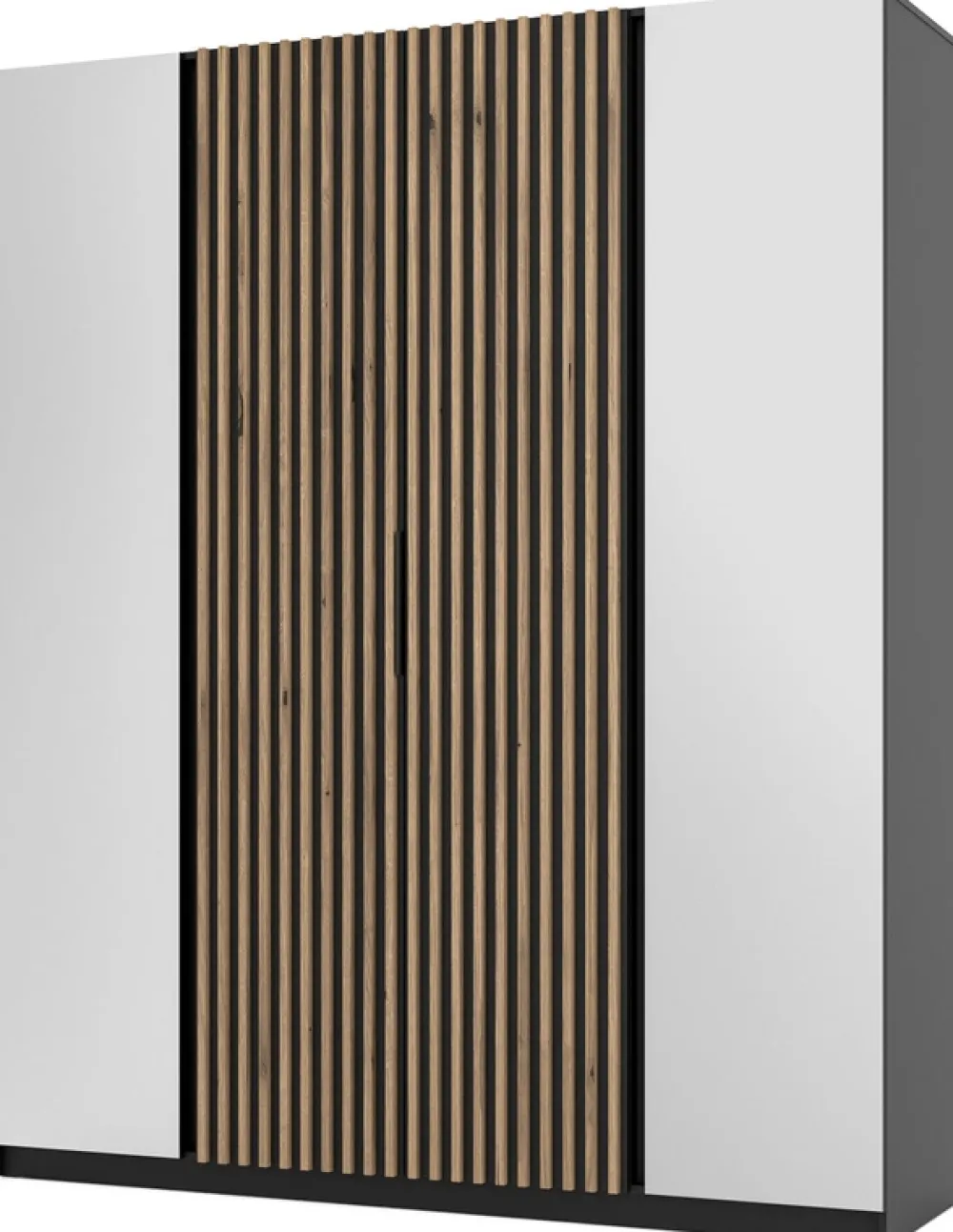 Szafy Młodzieżowe|Szafy Otwierane>Lempert Szafa w stylu loftowym z lustrem do sypialni 200 cm KARAT czarny