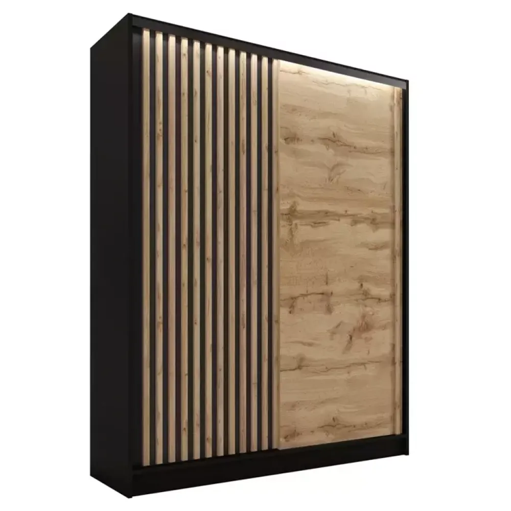 Zestawy Mebli Do Przedpokoju|Szafy Trzydrzwiowe>BROMARKT Szafa z drzwiami lamelowymi 150 cm LAMEL 3D