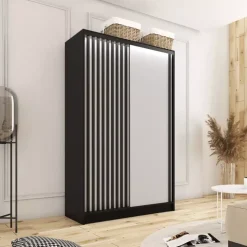 Zestawy Mebli Do Przedpokoju|Szafy Trzydrzwiowe></noscript>BROMARKT Szafa z drzwiami lamelowymi 120 cm LAMEL 3D