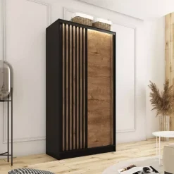 Zestawy Mebli Do Przedpokoju|Szafy Trzydrzwiowe></noscript>BROMARKT Szafa z drzwiami lamelowymi 100 cm LAMEL 3D