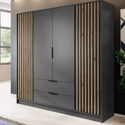 Zestawy Mebli Do Przedpokoju></noscript>PIASKI Szafa z lamelami 206 cm KELLY