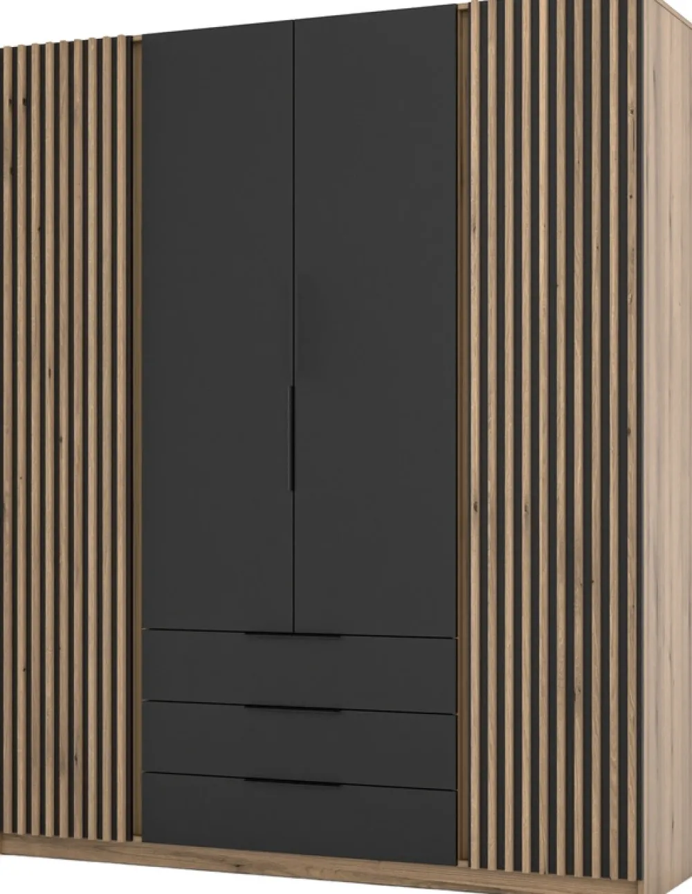 Szafy Młodzieżowe|Szafy Otwierane>Lempert Szafa z lamelami do sypialni 200 cm KARAT dąb evoke