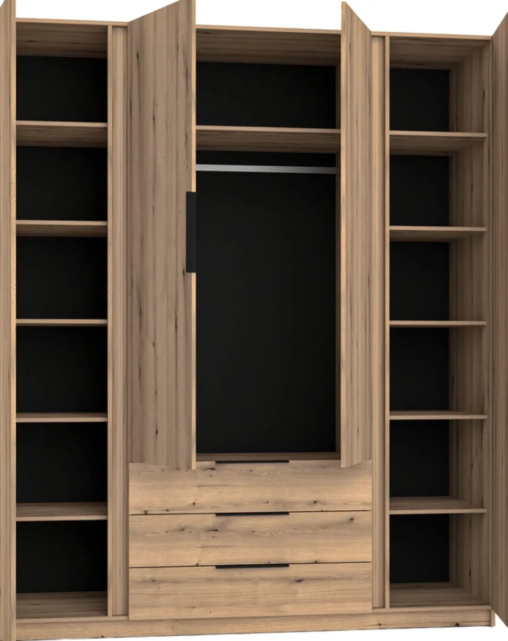 Szafy Młodzieżowe|Szafy Otwierane>Lempert Szafa z lamelami do sypialni 200 cm KARAT dąb evoke