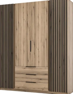 Szafy Młodzieżowe|Szafy Otwierane>Lempert Szafa z lamelami do sypialni 200 cm KARAT dąb evoke
