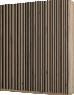 Szafy Młodzieżowe|Szafy Do Salonu>Lempert Szafa z lamelami do sypialni 200 cm KARAT dąb evoke