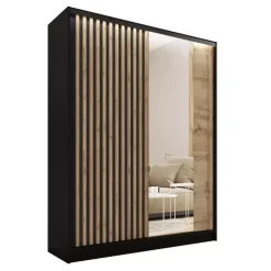 Szafy Trzydrzwiowe|Szafy Do Przedpokoju>BROMARKT Szafa z lamelami i lustrem 150 cm LAMEL 3D