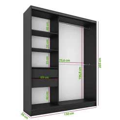 Szafy Trzydrzwiowe|Szafy Do Przedpokoju></noscript>BROMARKT Szafa z lamelami i lustrem 150 cm LAMEL 3D