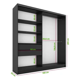 Zestawy Mebli Do Przedpokoju|Szafy Trzydrzwiowe></noscript>BROMARKT Szafa z lamelowymi drzwiami 180 cm LAMEL 3D