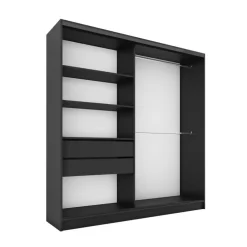 Zestawy Mebli Do Przedpokoju|Szafy Trzydrzwiowe>BROMARKT Szafa z lamelowymi drzwiami i lustrem 180 cm LAMEL 3D