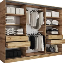 Szafy Trzydrzwiowe|Szafy Do Przedpokoju>BROMARKT Szafa z lustrem 250 cm LOFT dąb wotan